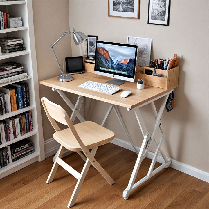 space saving foldable desk for boys dorm room