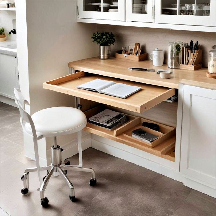 space saving pull out desk