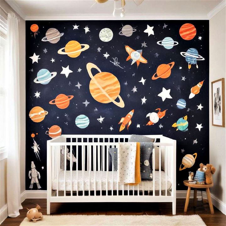 space themed accent wall
