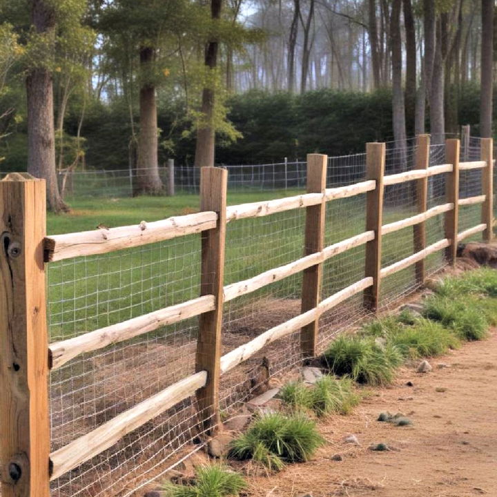 split rail fence with wire mesh