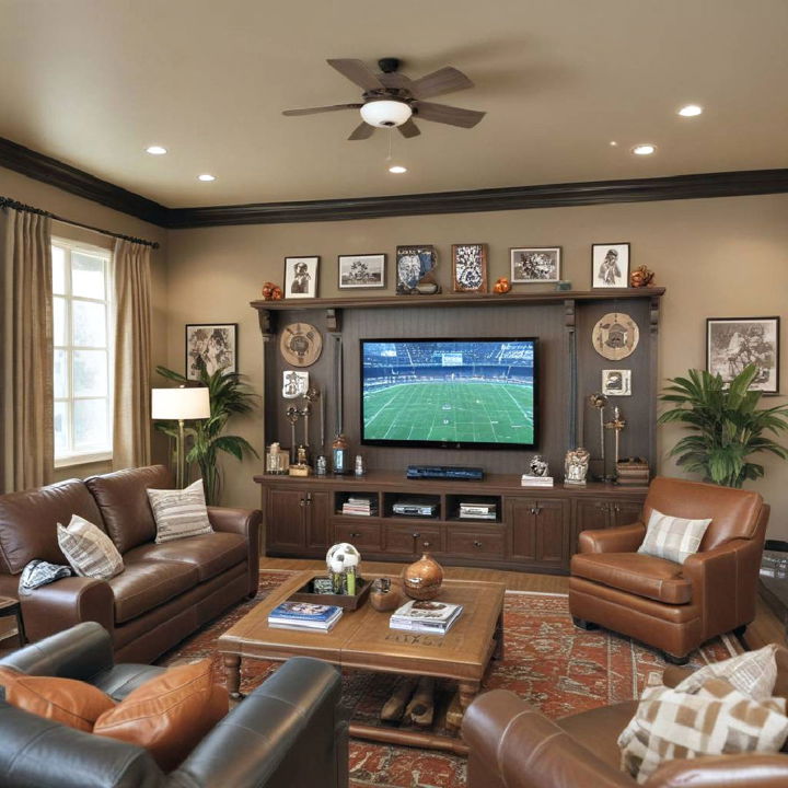 sporty man cave living room