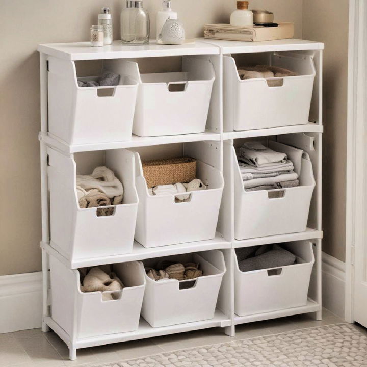 stackable storage bins for bathroom