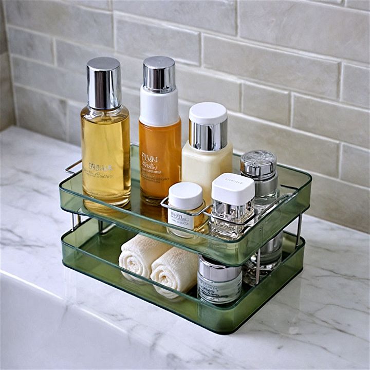 stackable storage tray for bathroom