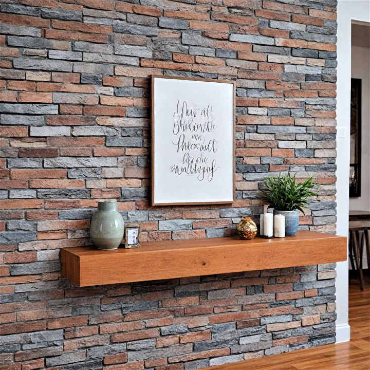 stacked brick accent wall