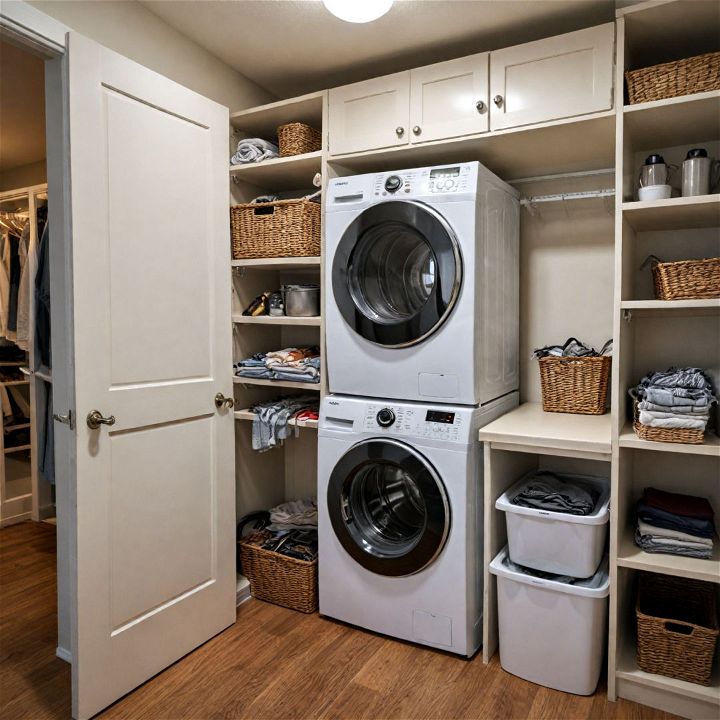stacked washer and dryer for garage laundry room