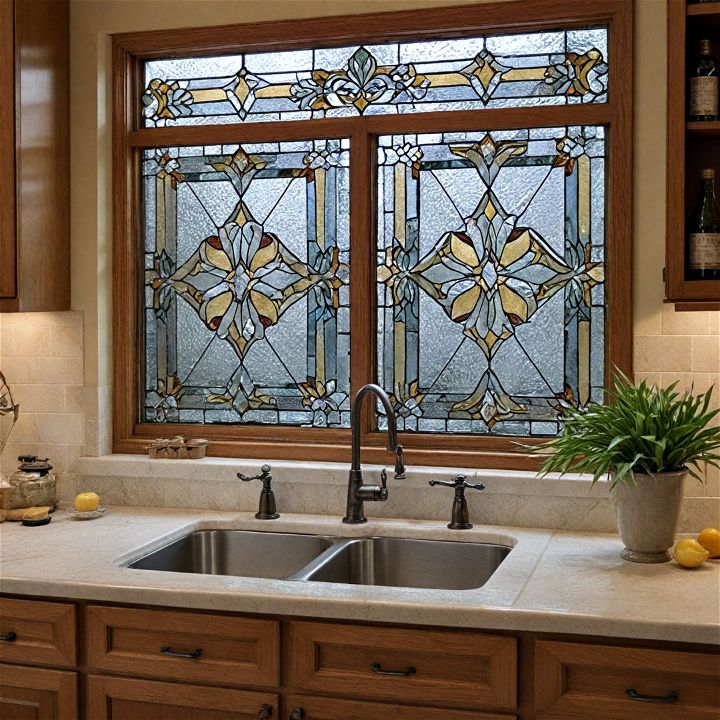 stained glass elements for art deco kitchen