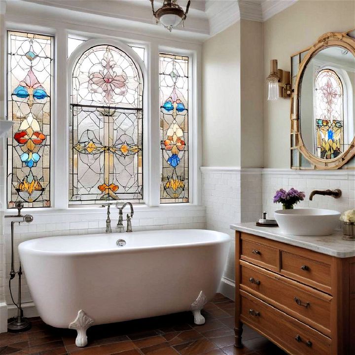 stained glass windows for victorian bathroom