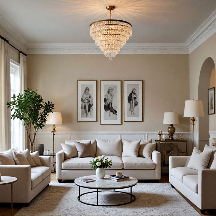 statement lighting neutral living room