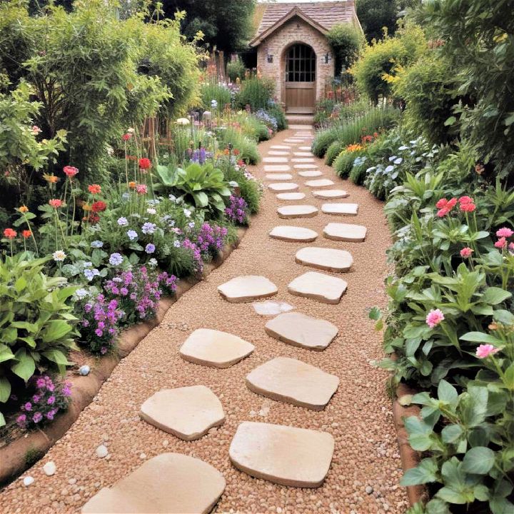 stepping stone pathway for cottage garden