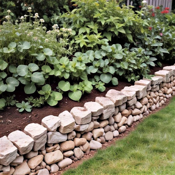 stone edging to keep soil and mulch in place