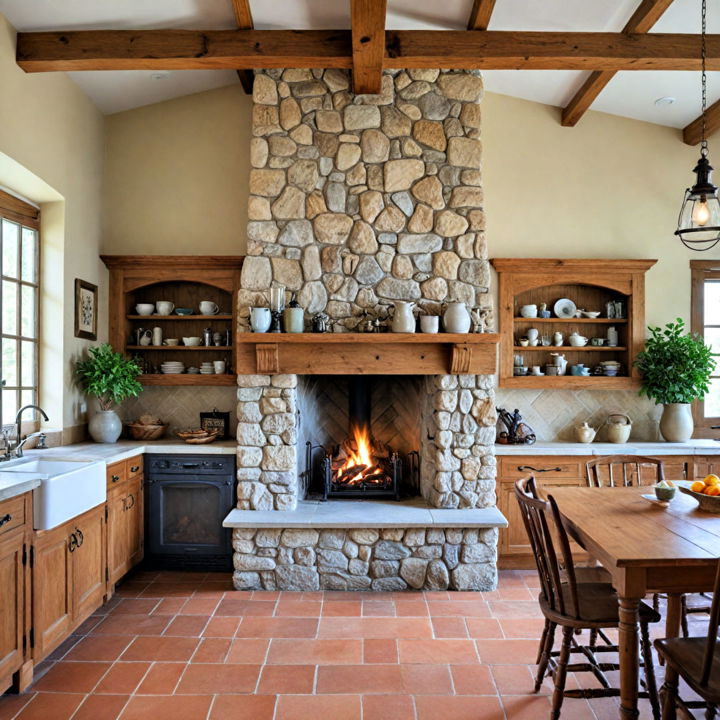 stone fireplace for family gathering