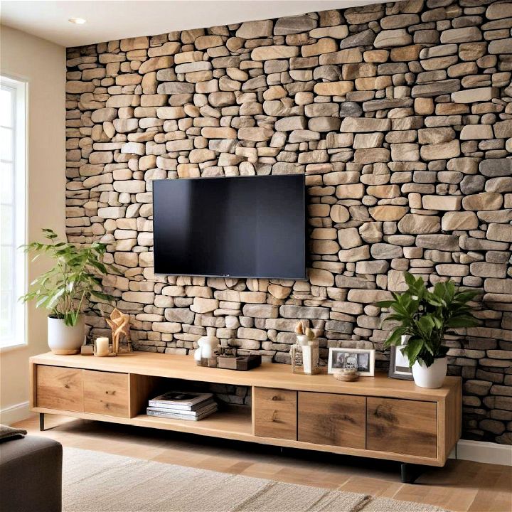 stone living room wall