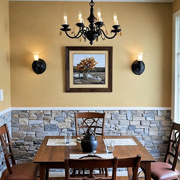 stone wainscoting for dining room