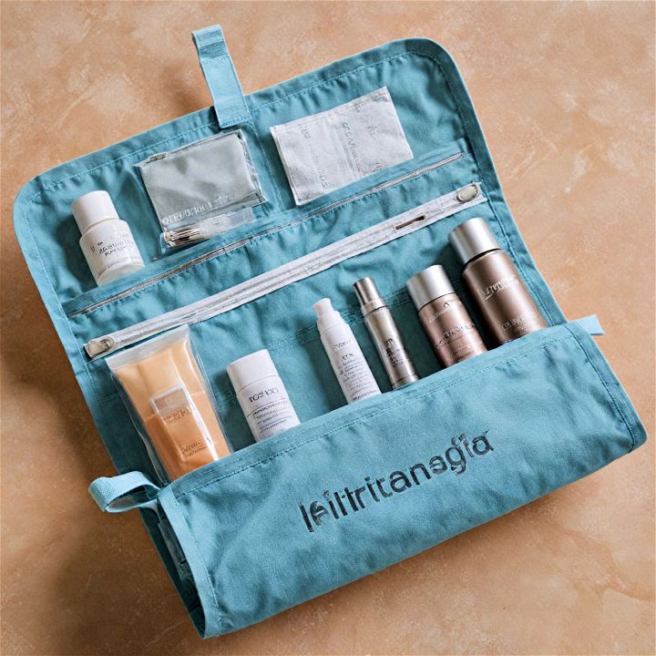 store your toiletries in a roll up bag