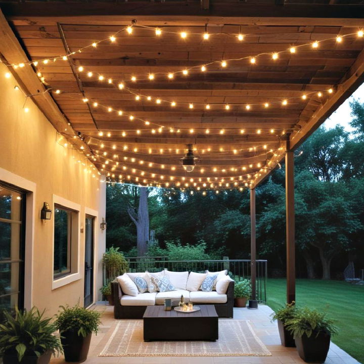 string lights for covered patio