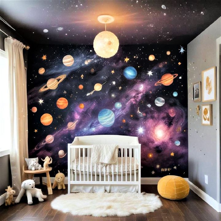 stunnin galaxy themed wall