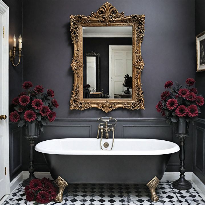 stunning dark floral bathroom decor