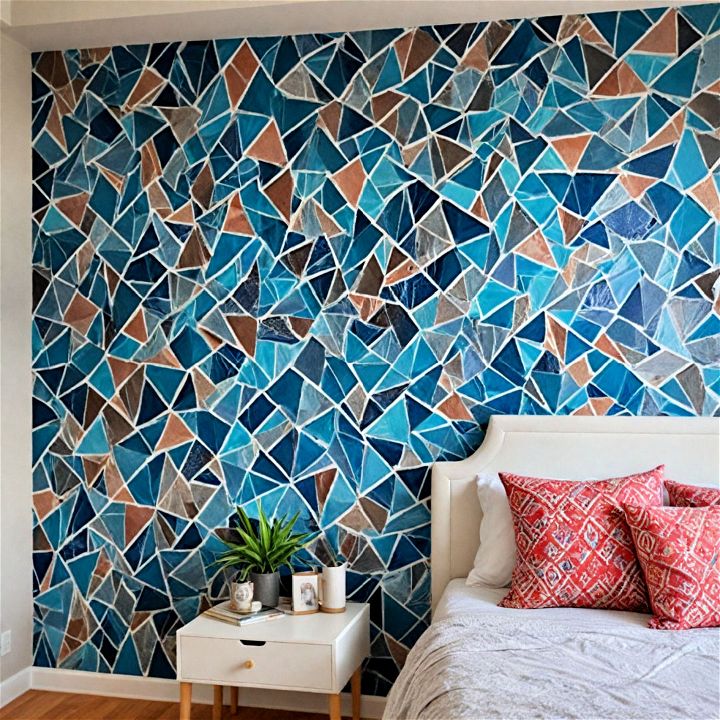 stunning mosaic design bedroom wall