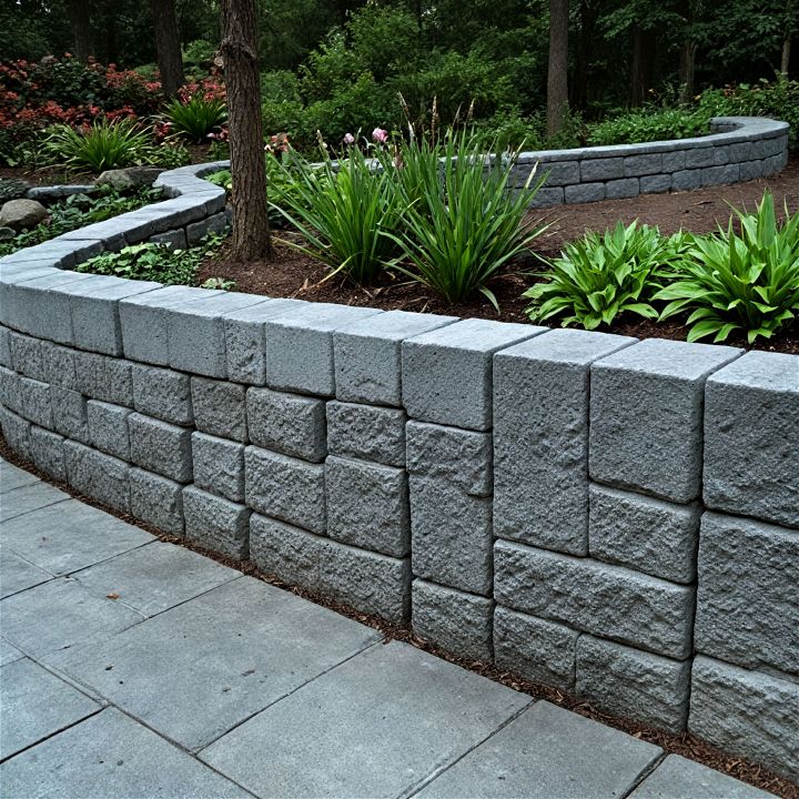 sturdy concrete block retaining wall