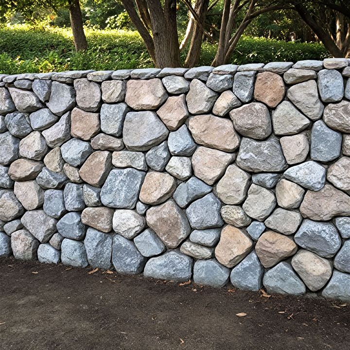 sturdy mortared rock retaining wall