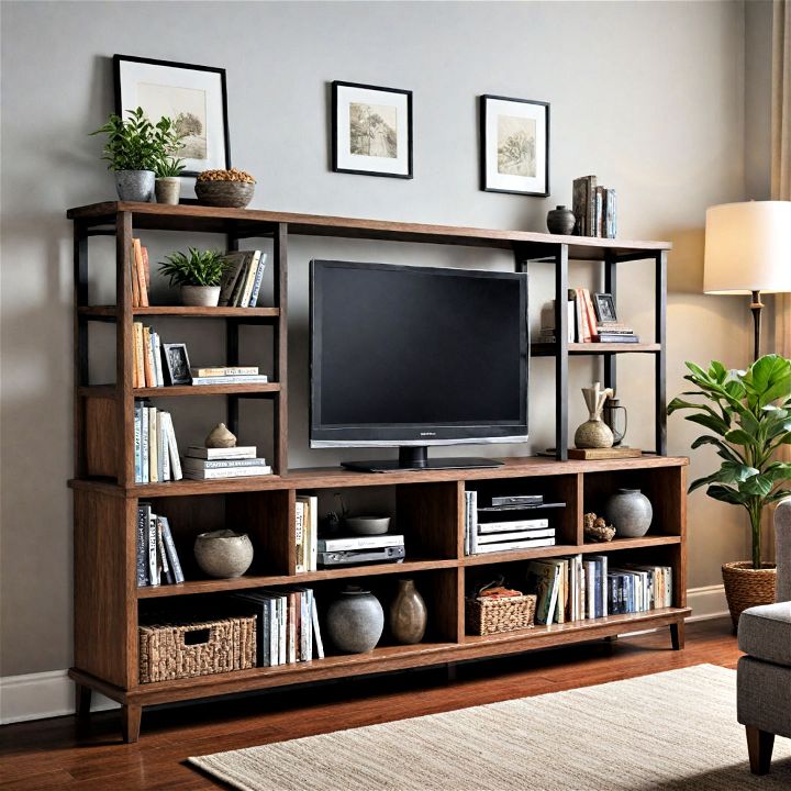 stylish and practical bookshelf tv stand