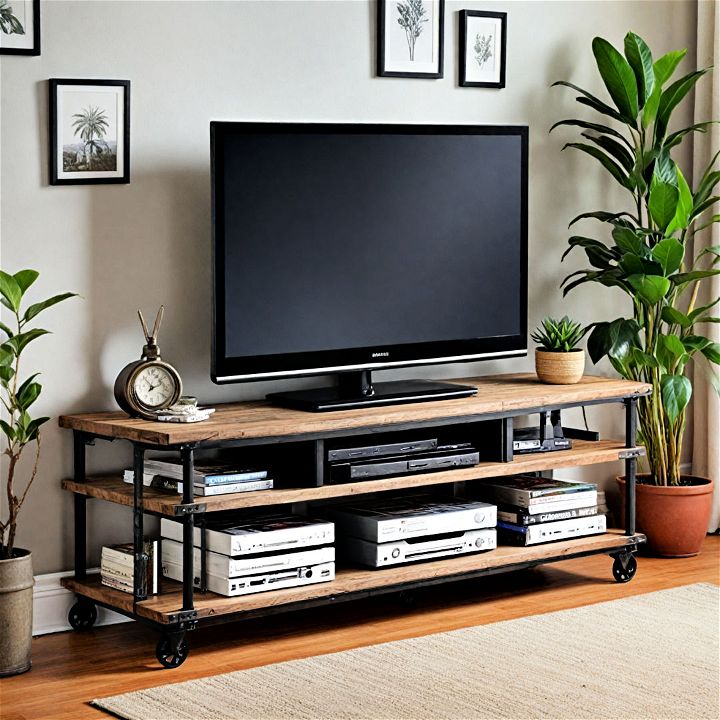 stylish and sturdy industrial tv stand