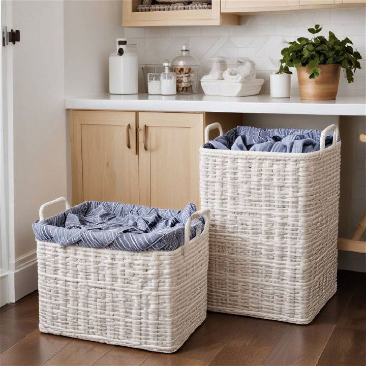 stylish baskets for laundry room decor