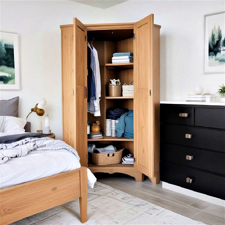 stylish corner armoire for bedroom