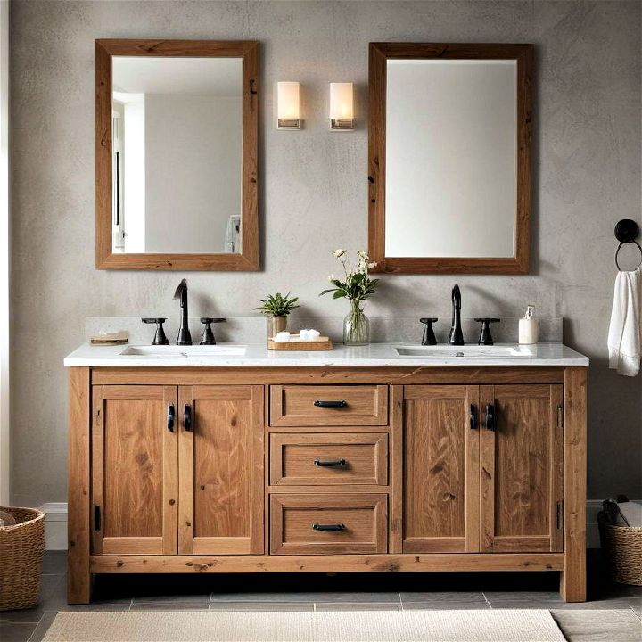 stylish double sink wood vanity