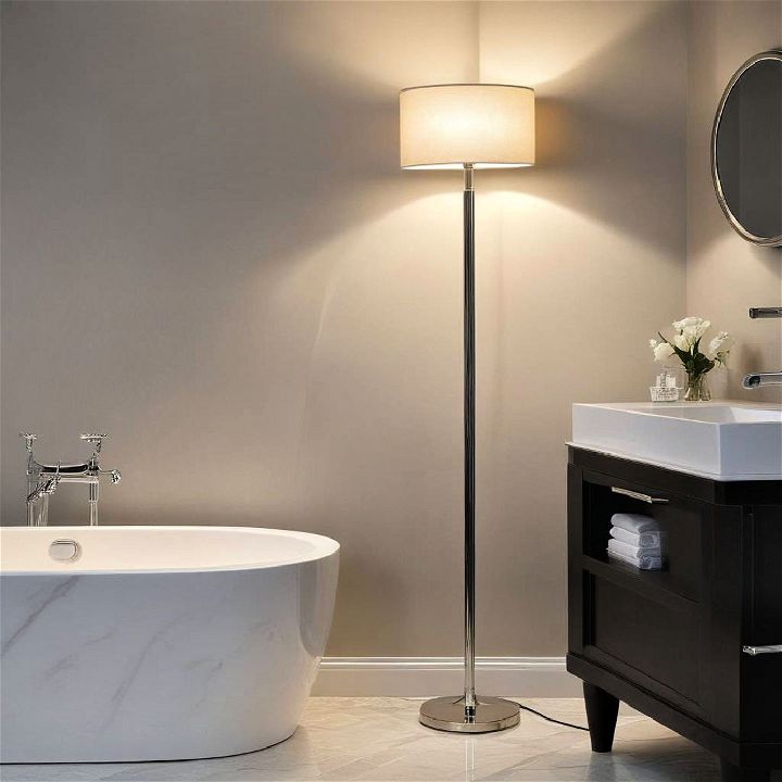 stylish floor lamp for larger bathroom