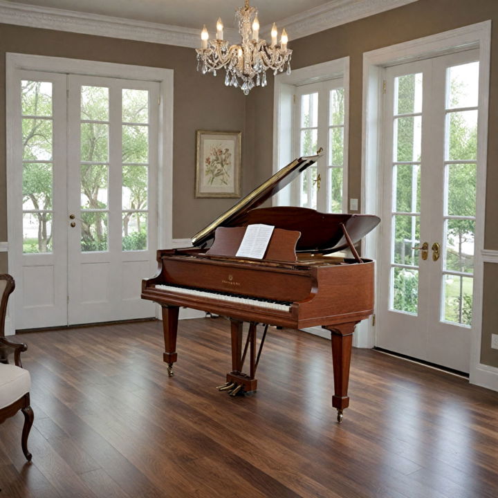stylish flooring piano room