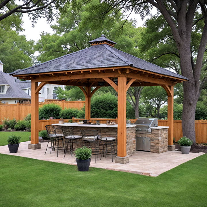 stylish gazebo with an outdoor kitchen