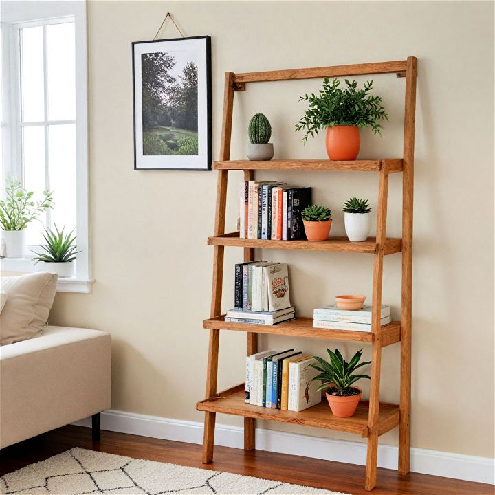stylish ladder shelf for books or plants