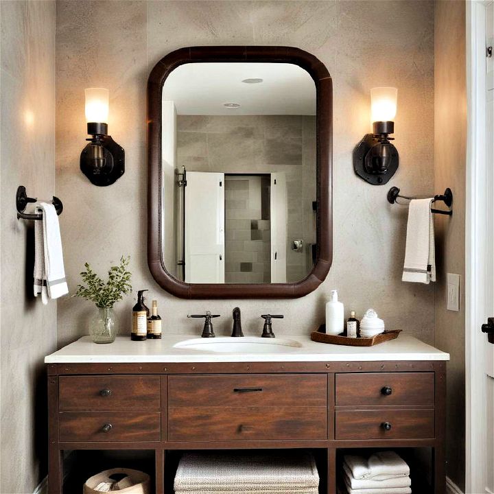 stylish leather accents for bathroom
