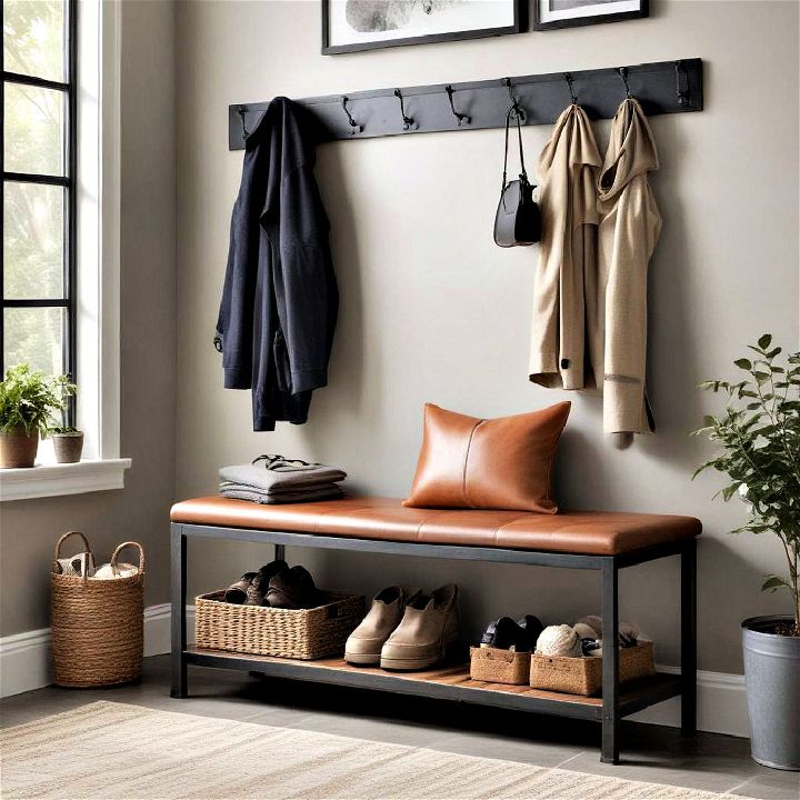 stylish metal framed bench