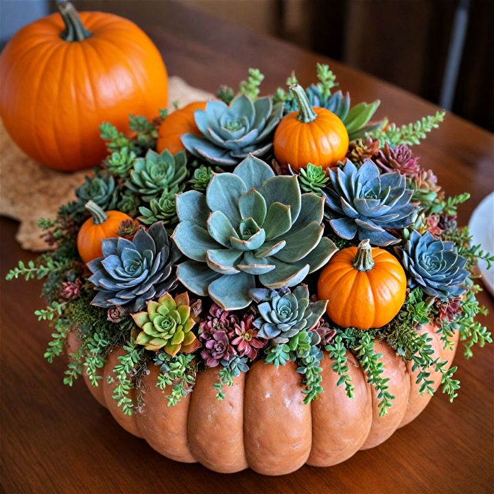 stylish pumpkin succulent planter