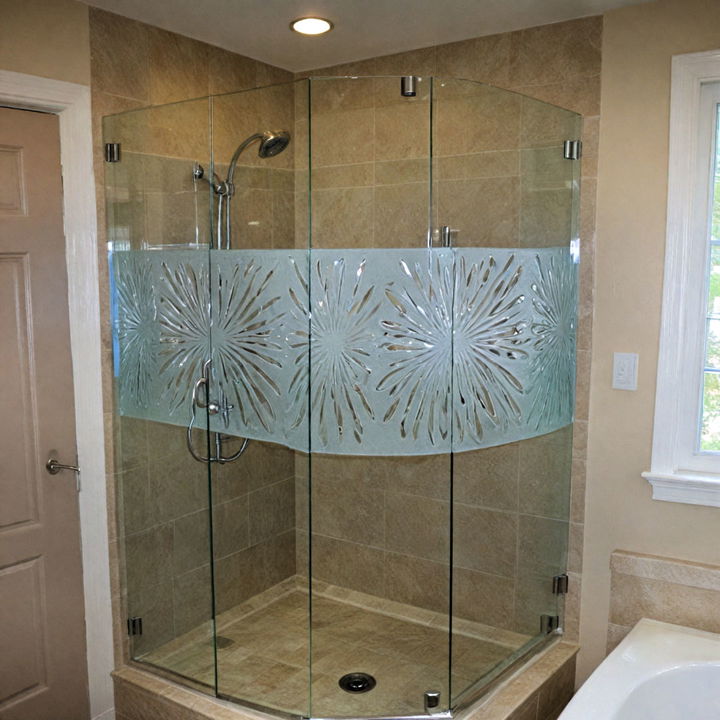 stylish textured glass corner shower