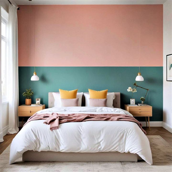 stylish two tone walls for bedroom