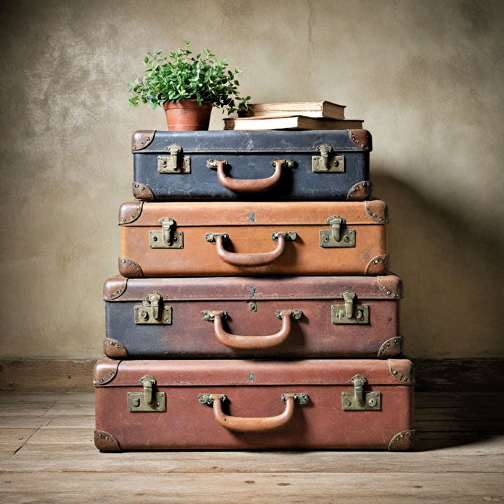 stylish vintage suitcases storage solutions
