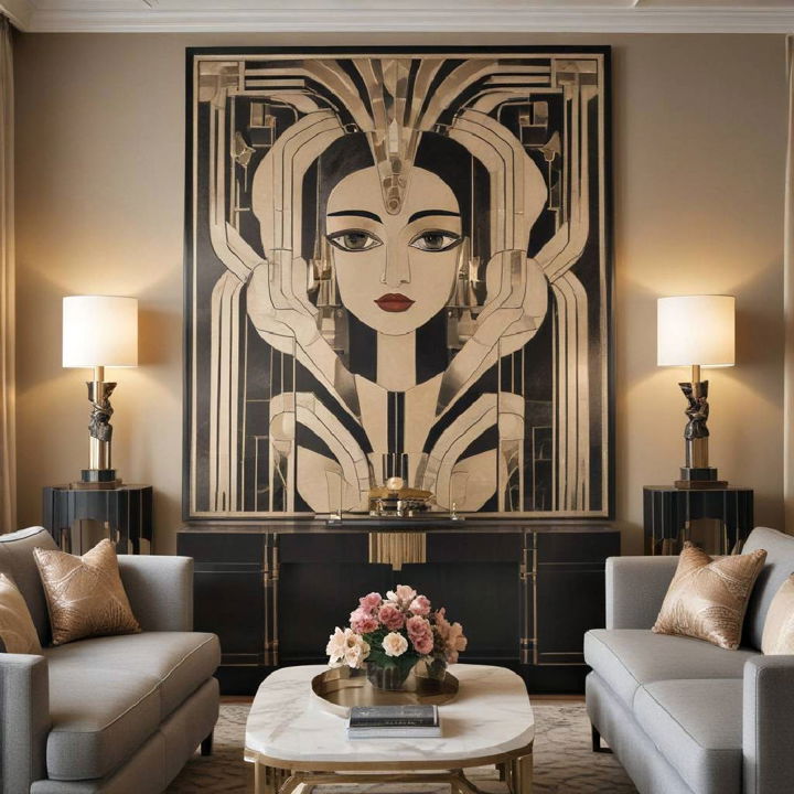 stylized artwork art deco living room