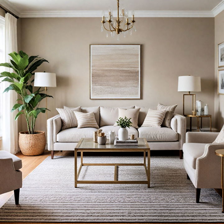 subtle stripes neutral living room