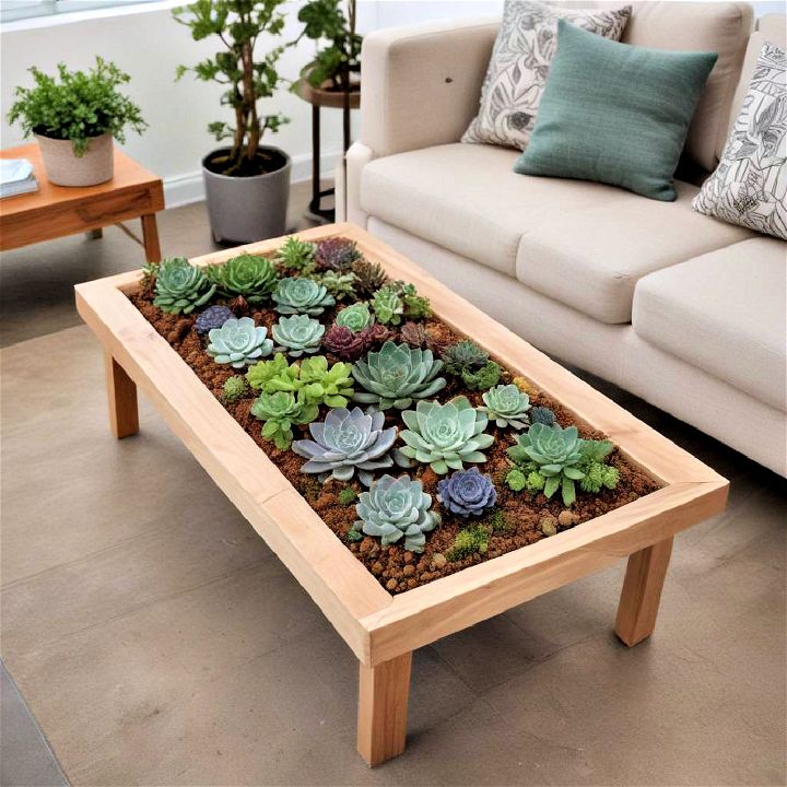 succulent living table design