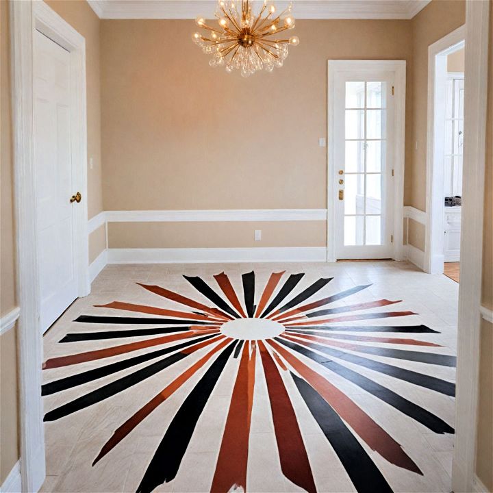 sunburst motif painted floor