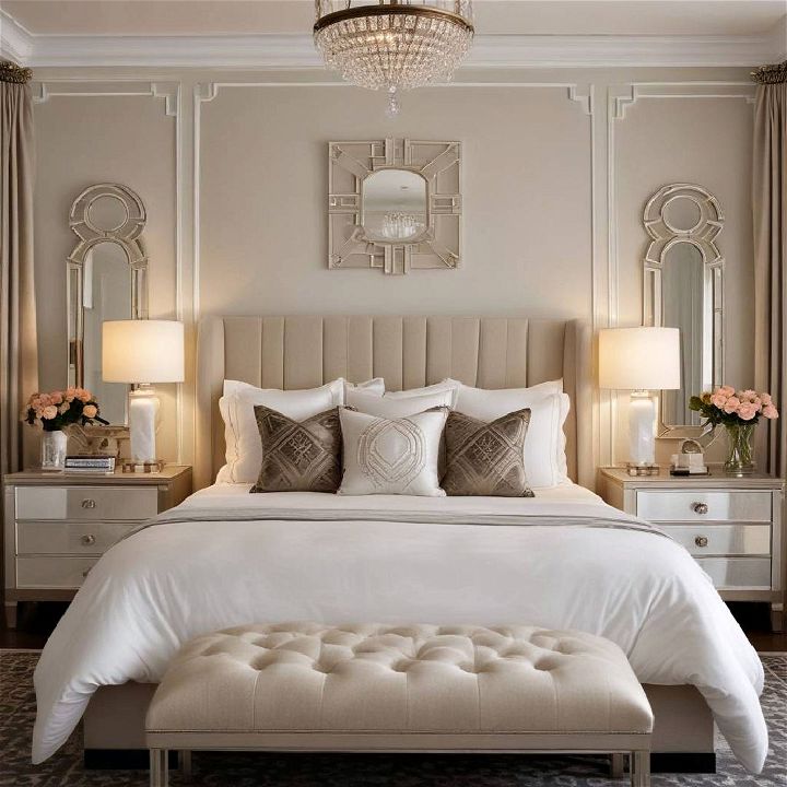 symmetrical arrangements art deco bedroom