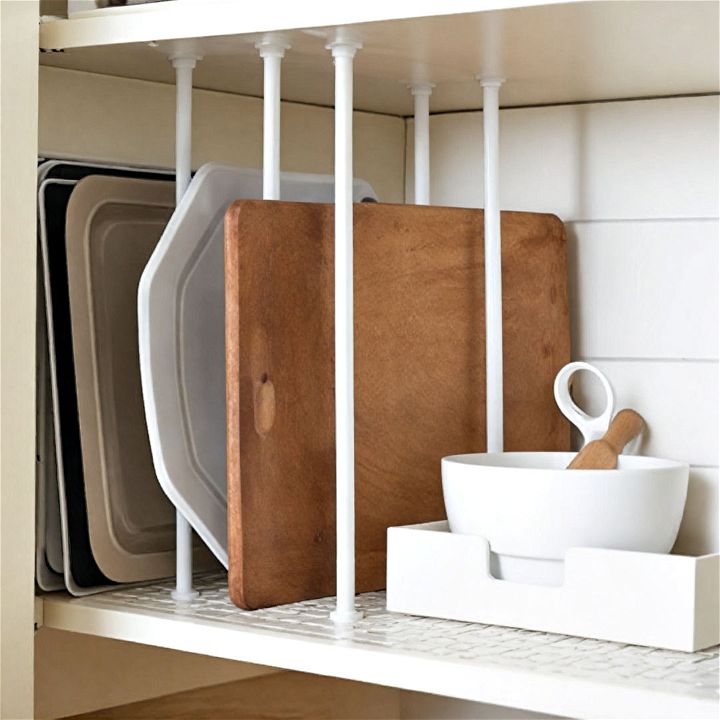 tension rod dividers for small kitchen storage