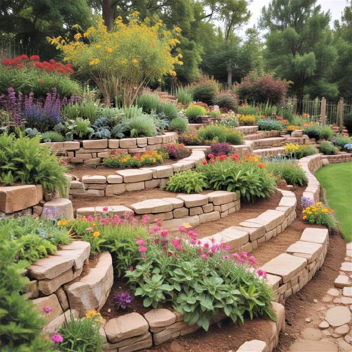 terraced garden to manage slope