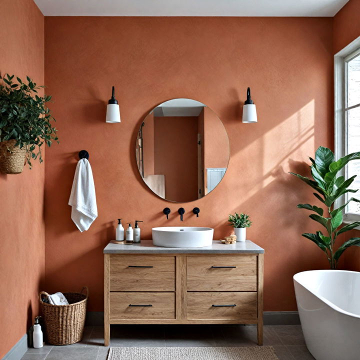 terracotta accent wall for bathroom
