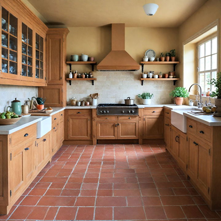terracotta flooring for french country kitchen