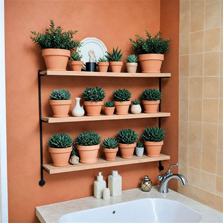 terracotta pots for earthy bathroom decor