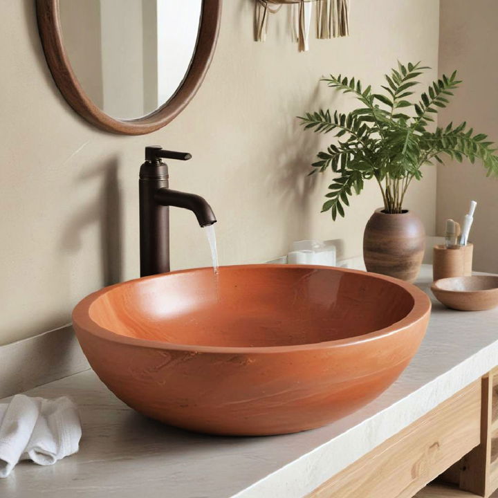 terracotta vessel sink for bathroom